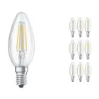 Mehrfachpackung 10x Ledvance CLASSIC LED E14 Kerze Fadenlampe Klar 4W 470lm - 840 | Ersatz für 40W