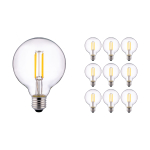 Lot 10x Pro LED E27 Globe Filament Claire 95mm 8W 806lm - 827 | Dimmable - Remplacement 60W