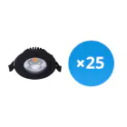 Lot 25x LED inclinable Spot Noir Ronde 6W 550lm 60D - 927  | 85mm - IP54 - Dimmable - Meilleur rendu de couleur